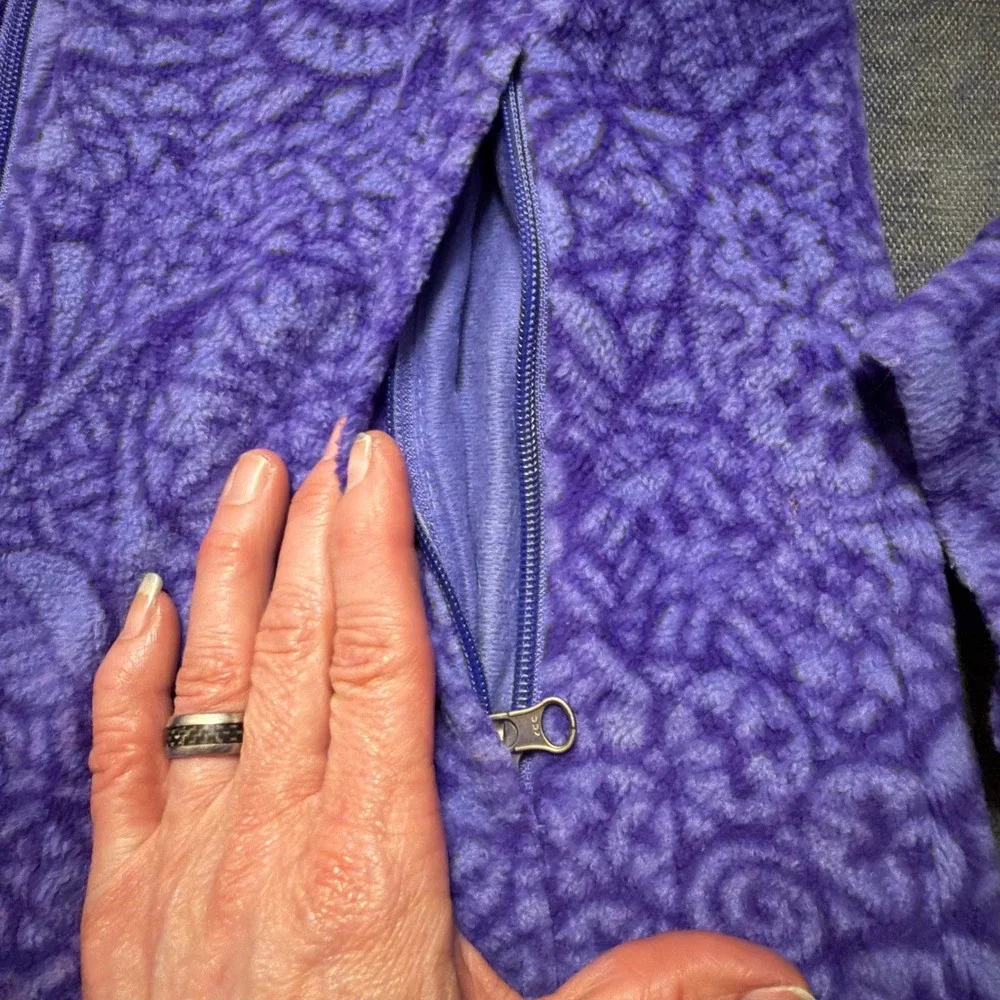 Columbia Purple Mandala Floral Fleece Jacket Full Zip Mock Neck Girl Large 14/16